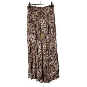American Rag Brown Leopard Smocked Waist Maxi Skirt S